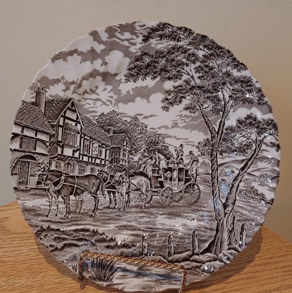 Vintage‎ dinner plate Black and white MYOTT Royal Mail Made in England 10…